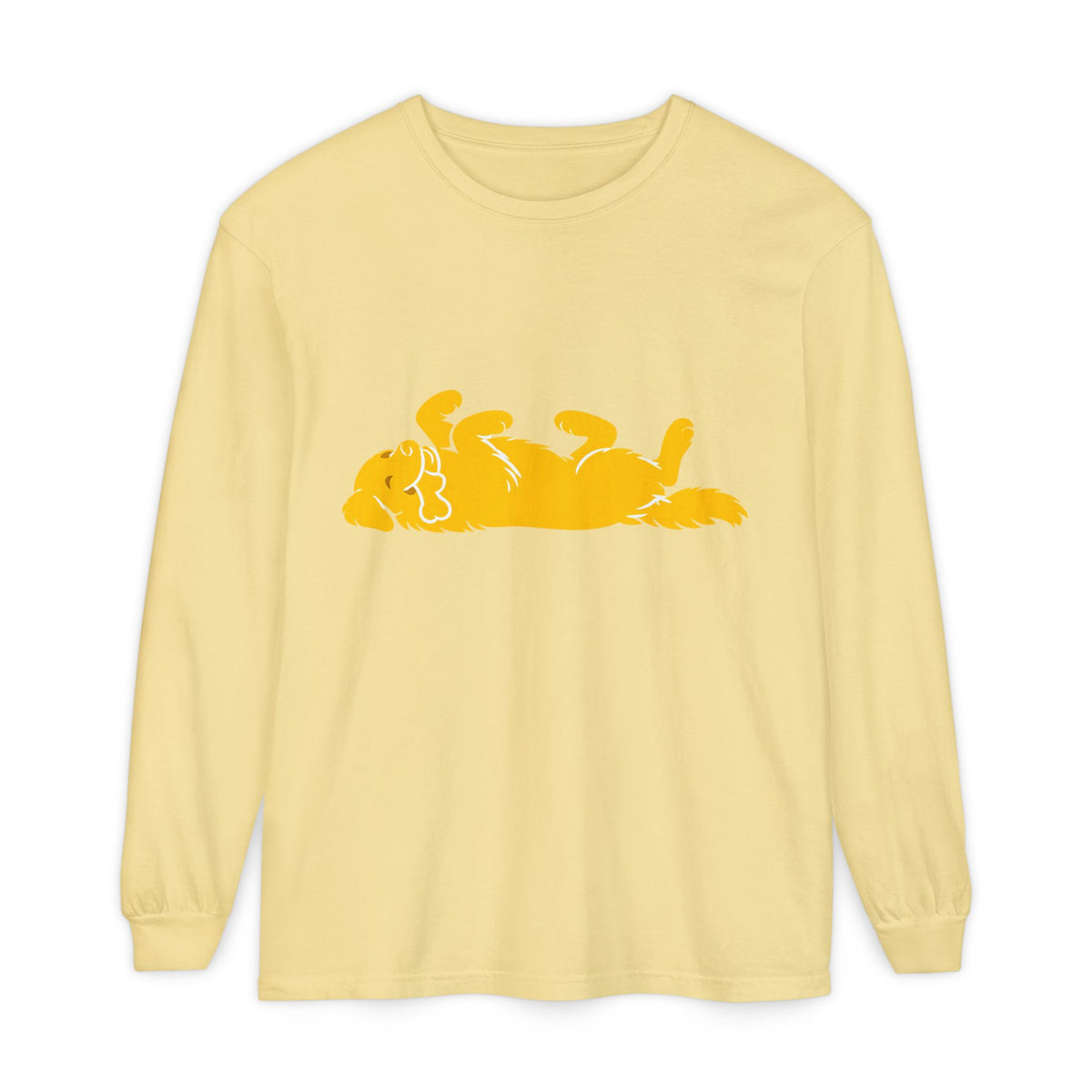 Golden Lazy Dog Long Sleeve T-Shirt | Minimal Dog Silhouette