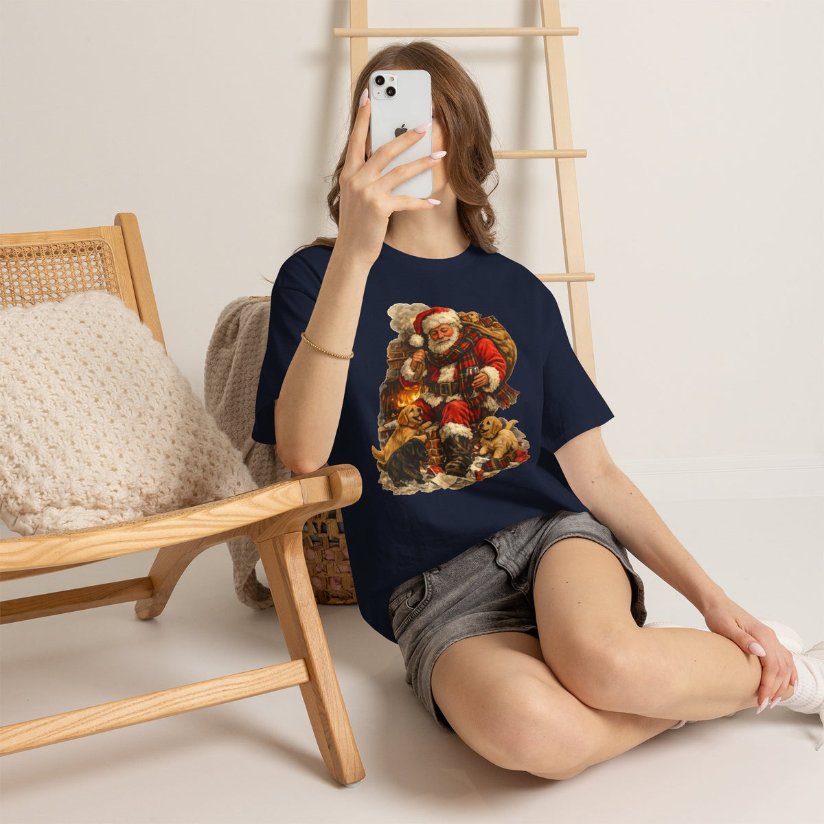 Vintage Santa with Puppies T-Shirt | Christmas holiday graphic tee
