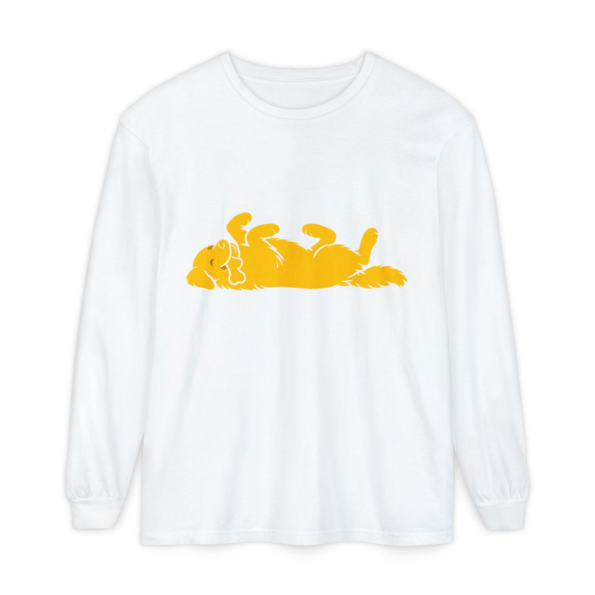 Golden Lazy Dog Long Sleeve T-Shirt | Minimal Dog Silhouette