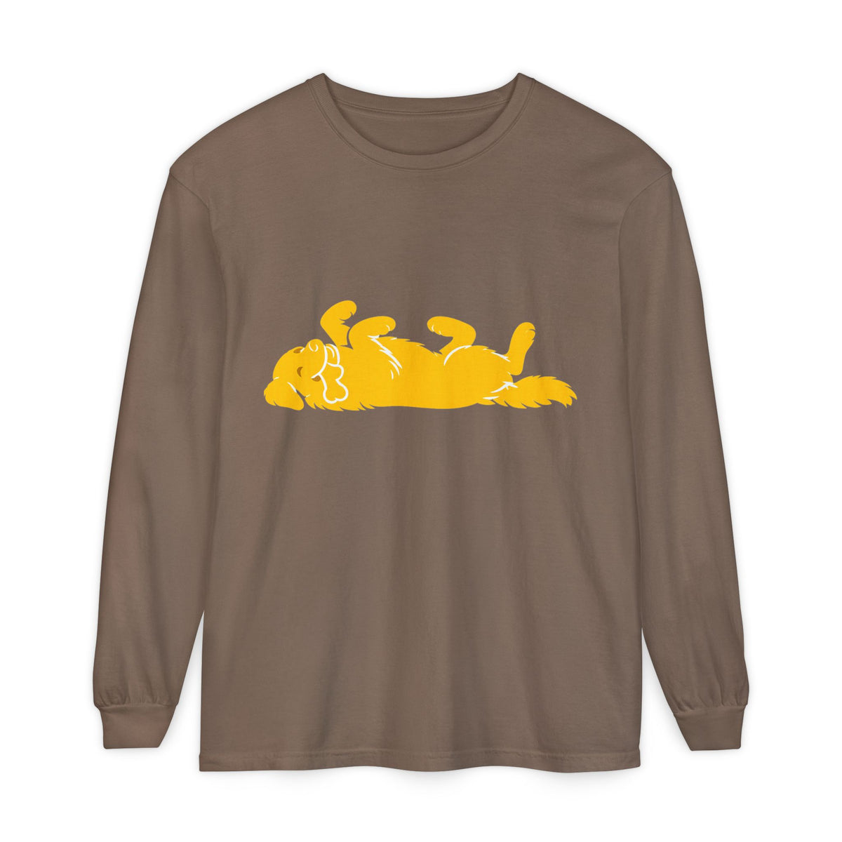 Golden Lazy Dog Long Sleeve T-Shirt | Minimal Dog Silhouette