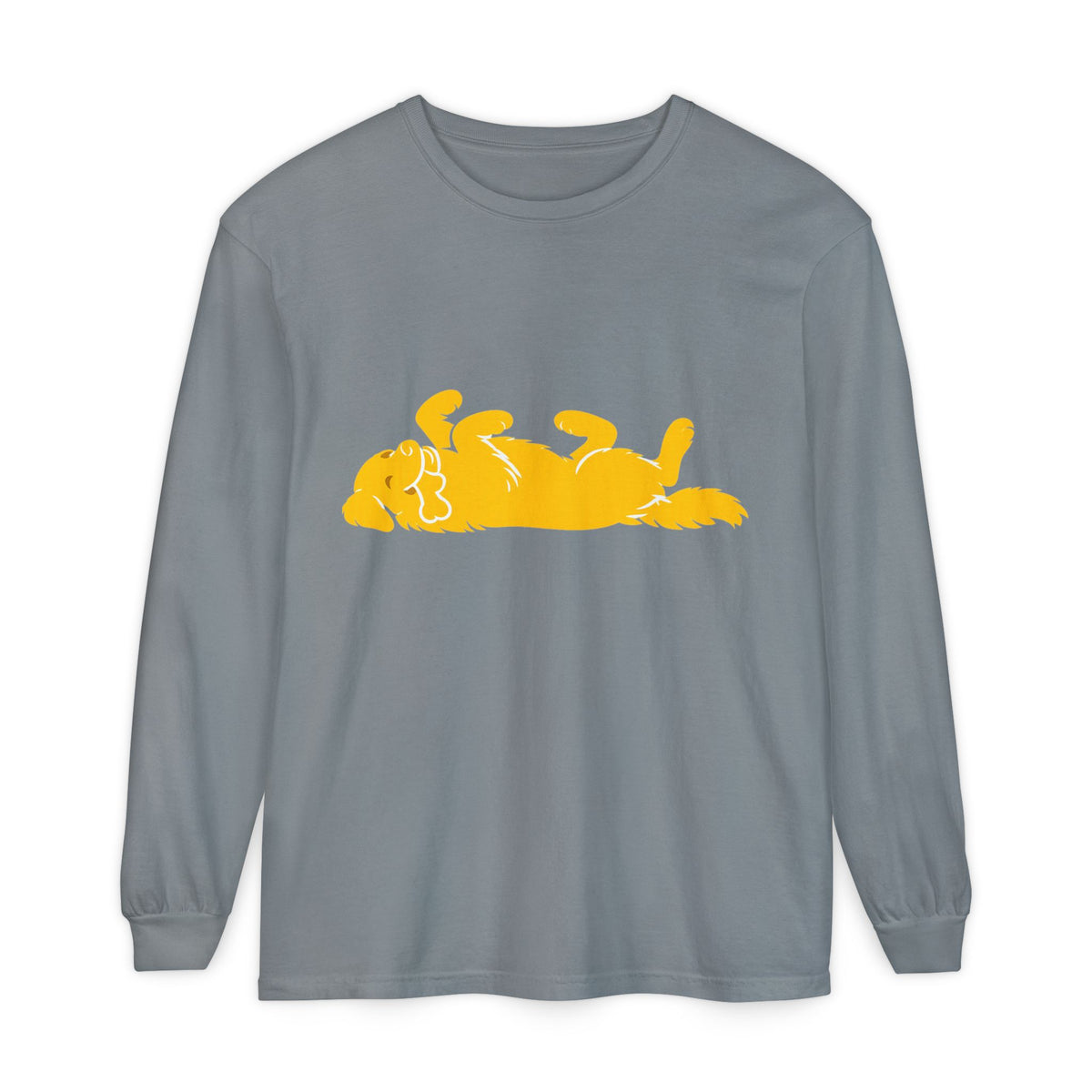 Golden Lazy Dog Long Sleeve T-Shirt | Minimal Dog Silhouette