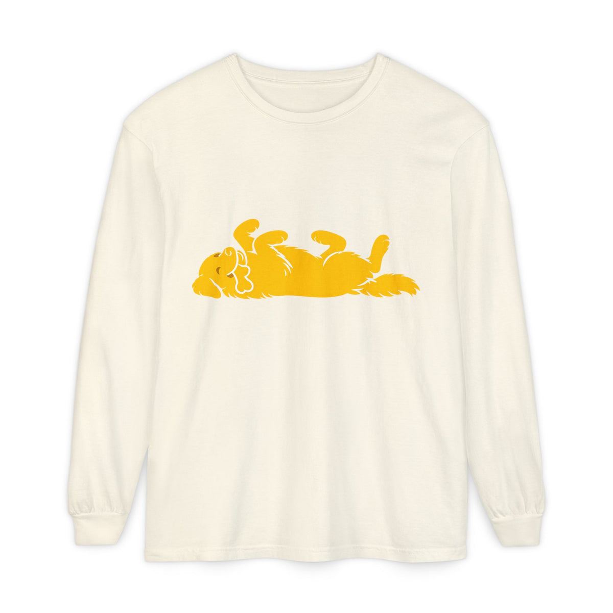 Golden Lazy Dog Long Sleeve T-Shirt | Minimal Dog Silhouette