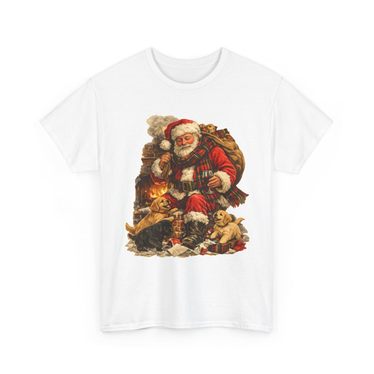 Vintage Santa with Puppies T-Shirt | Christmas holiday graphic tee