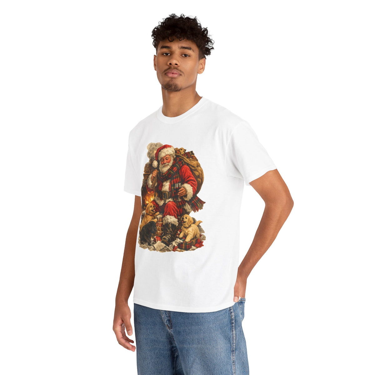 Vintage Santa with Puppies T-Shirt | Christmas holiday graphic tee