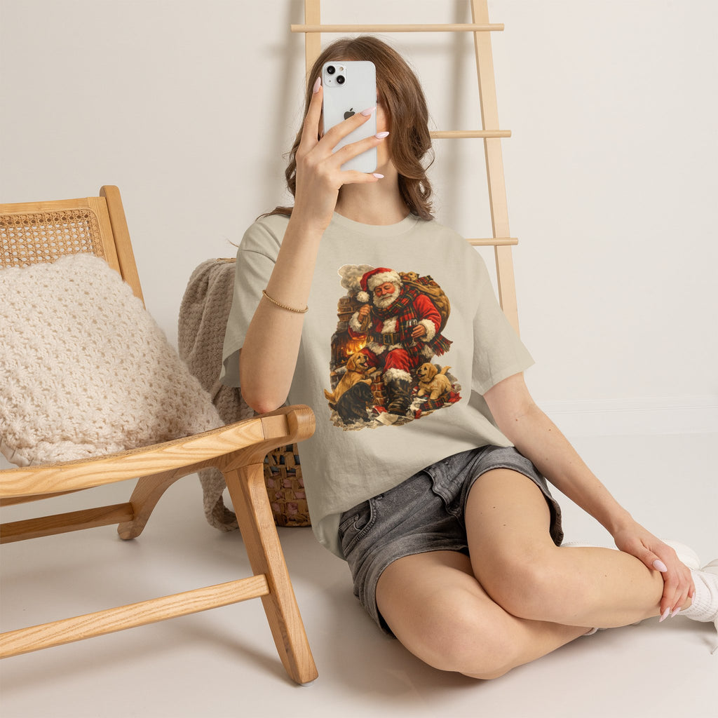 Vintage Santa with Puppies T-Shirt | Christmas holiday graphic tee