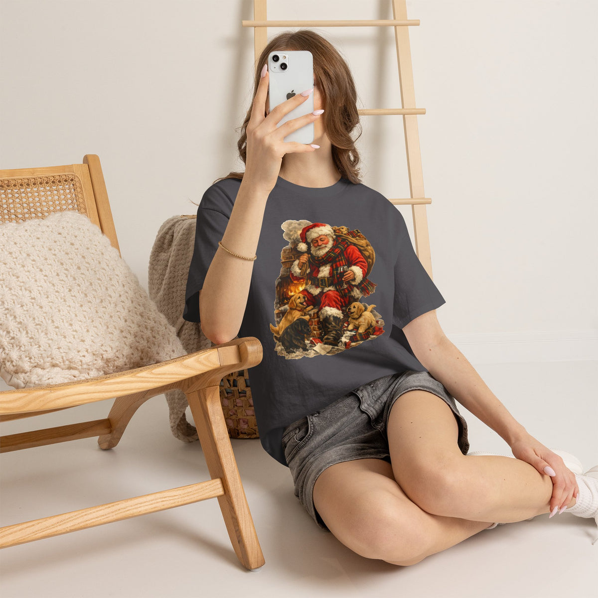 Vintage Santa with Puppies T-Shirt | Christmas holiday graphic tee