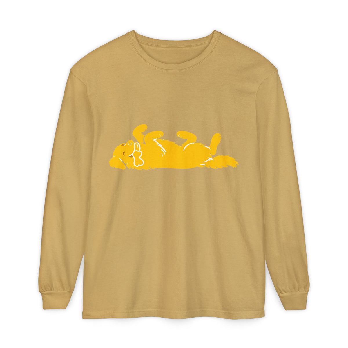 Golden Lazy Dog Long Sleeve T-Shirt | Minimal Dog Silhouette