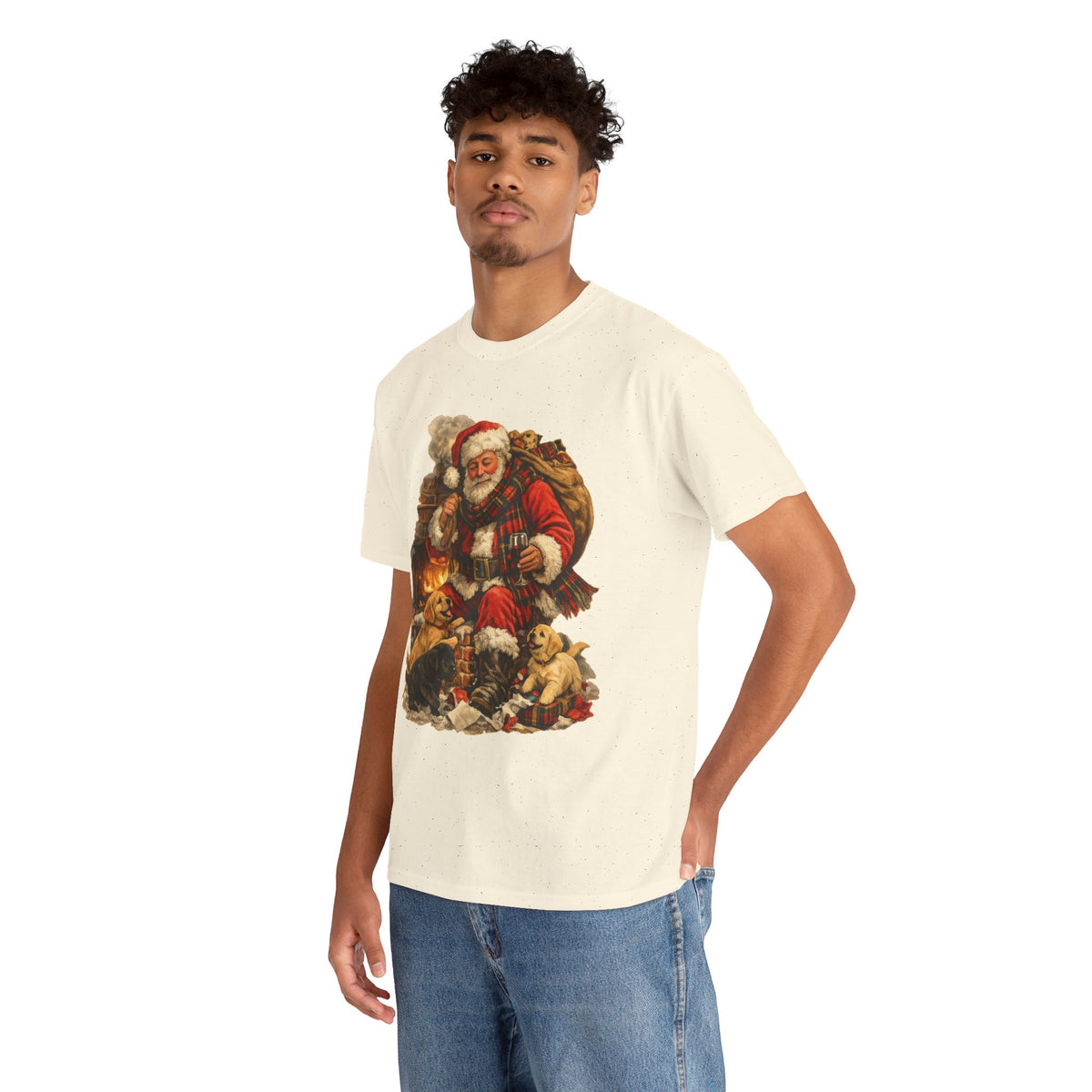 Vintage Santa with Puppies T-Shirt | Christmas holiday graphic tee