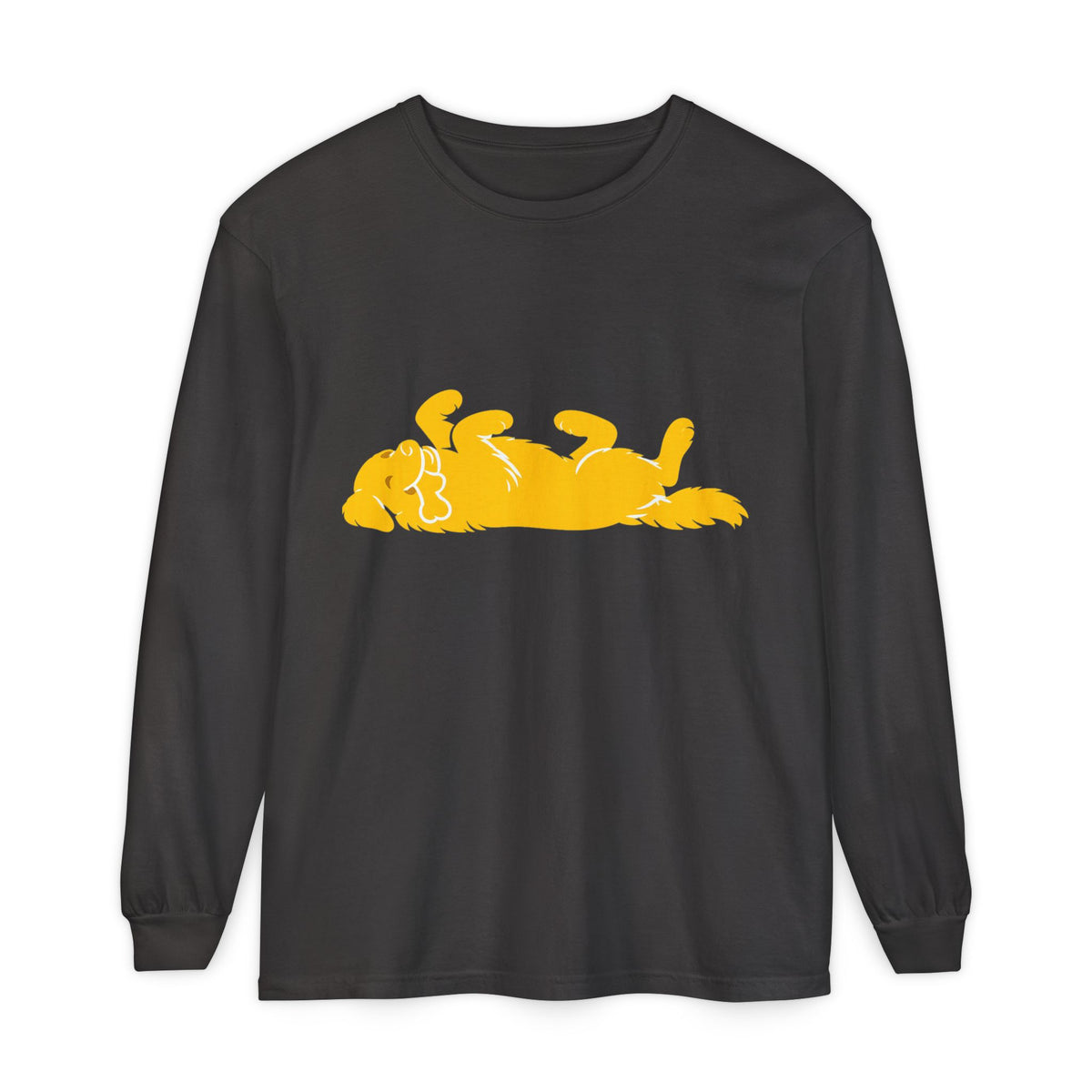 Golden Lazy Dog Long Sleeve T-Shirt | Minimal Dog Silhouette