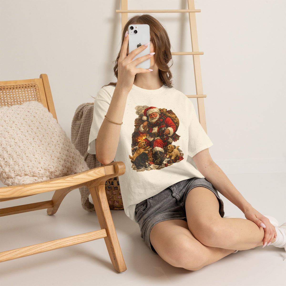 Vintage Santa with Puppies T-Shirt | Christmas holiday graphic tee