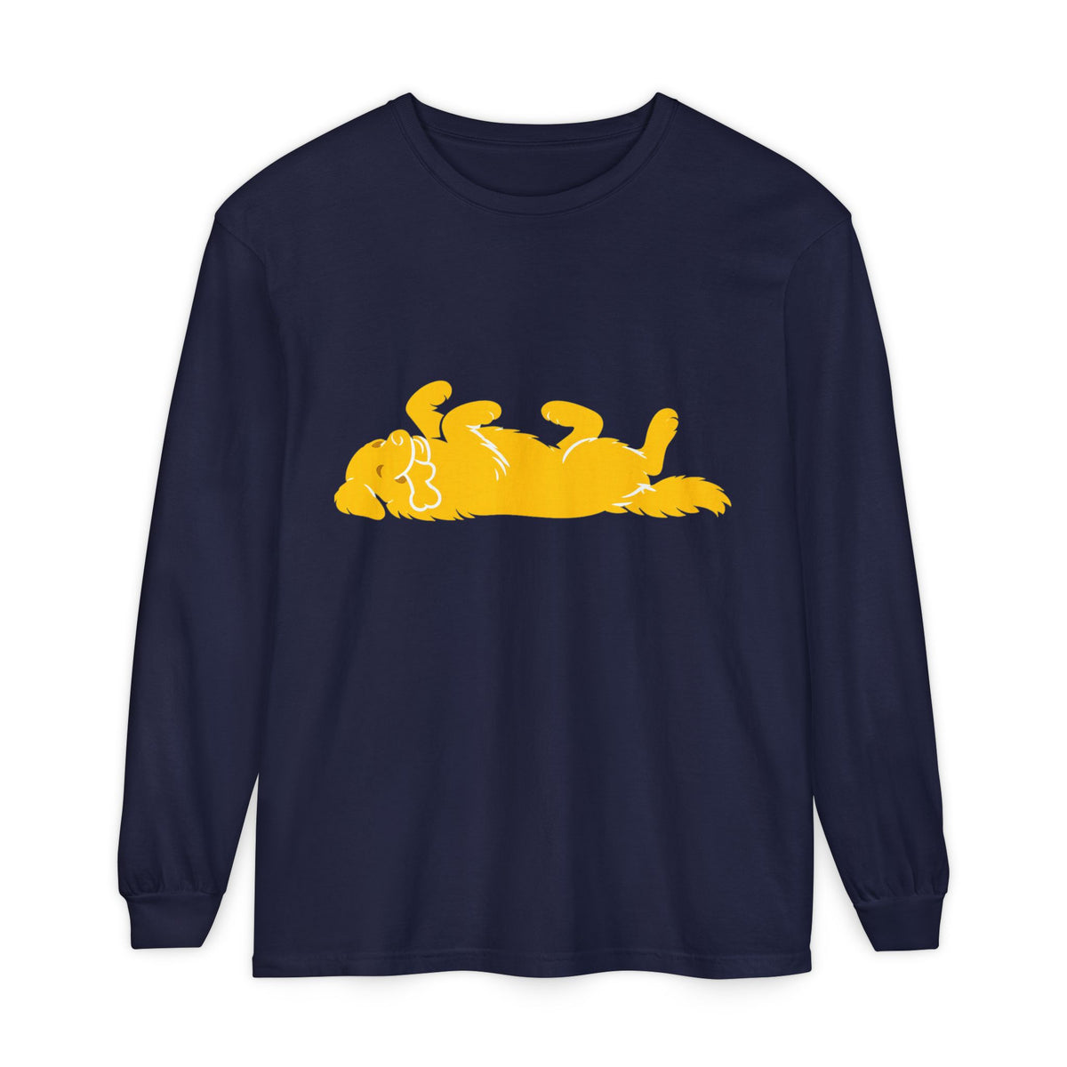 Golden Lazy Dog Long Sleeve T-Shirt | Minimal Dog Silhouette