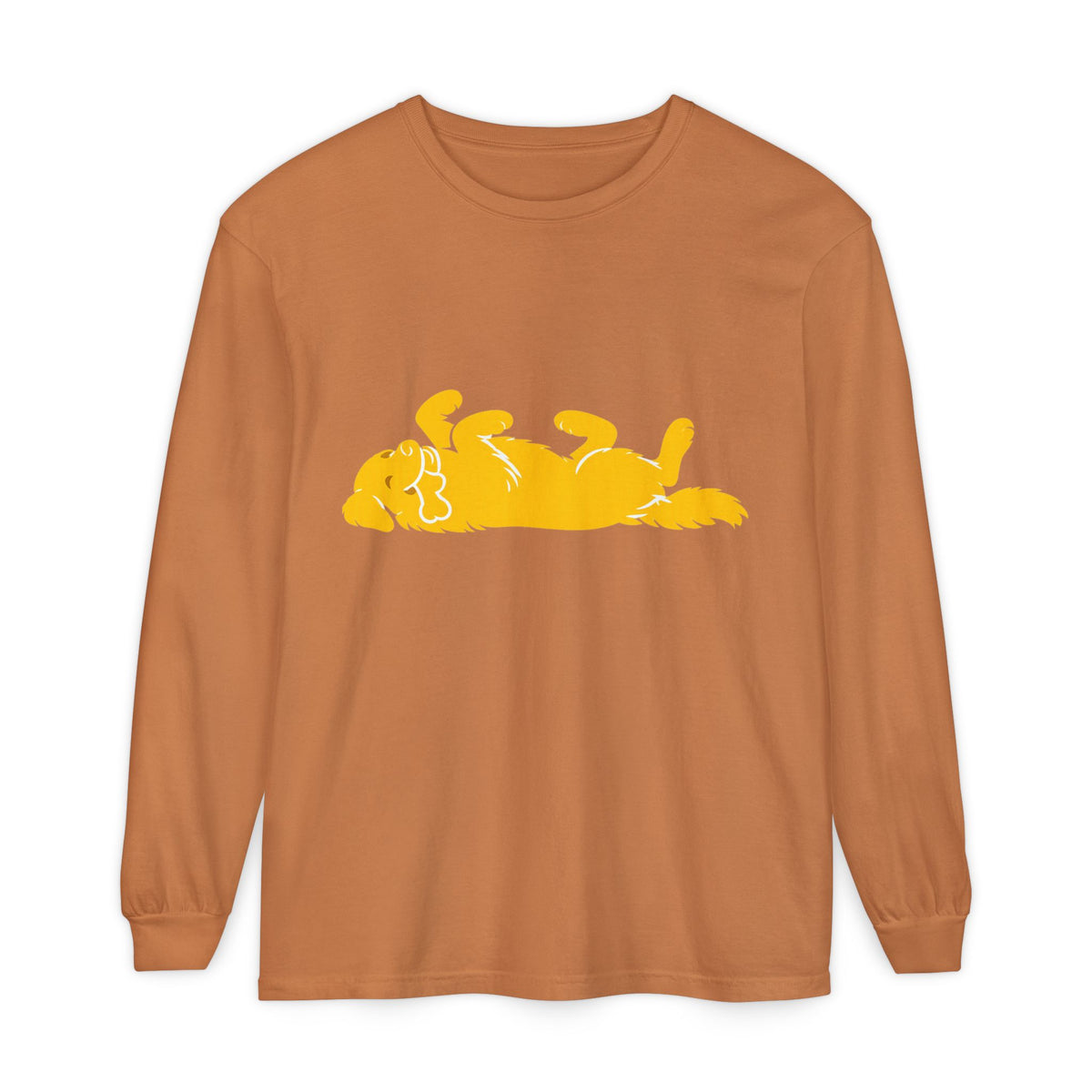 Golden Lazy Dog Long Sleeve T-Shirt | Minimal Dog Silhouette