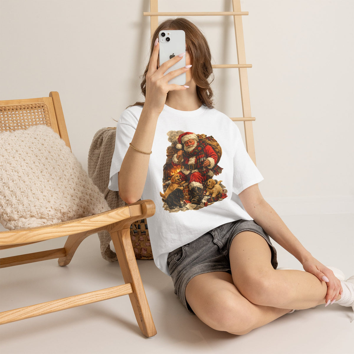 Vintage Santa with Puppies T-Shirt | Christmas holiday graphic tee